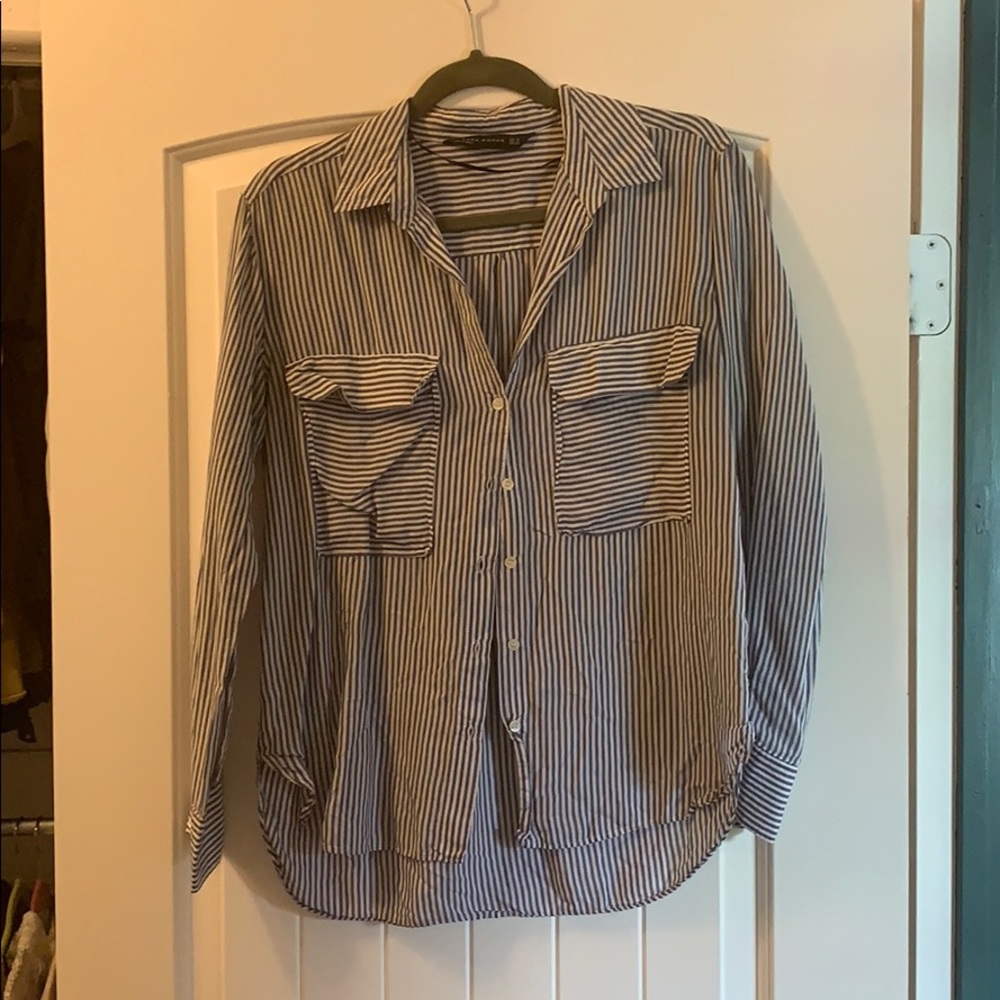 Zara Blue & White Button Up